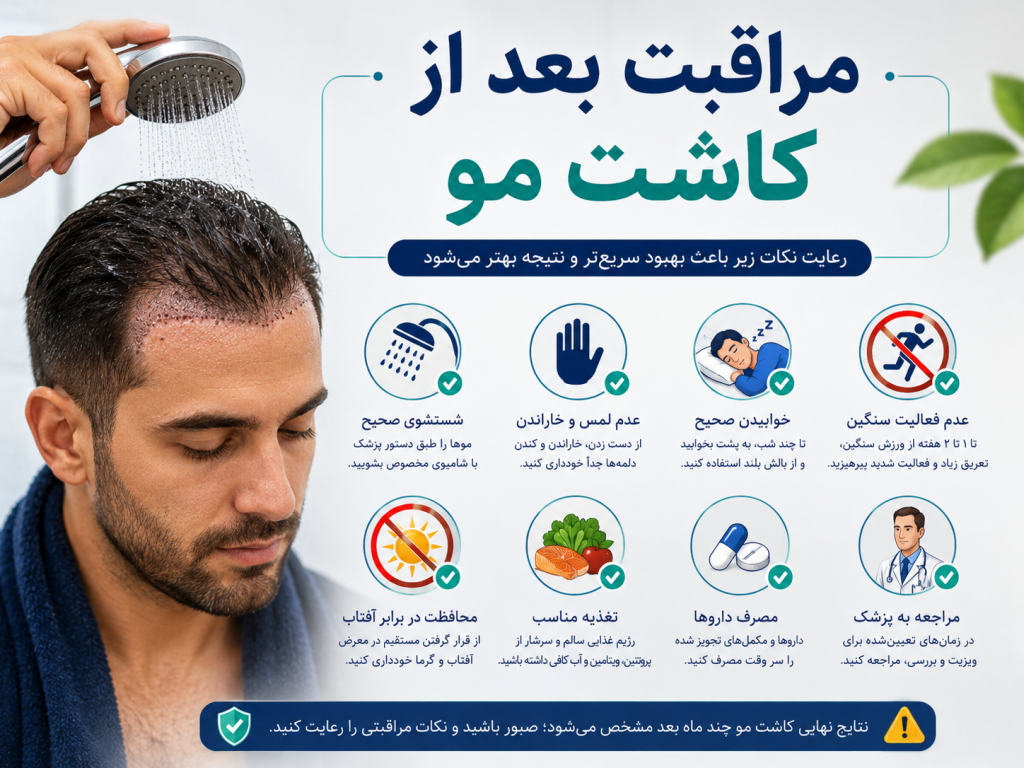 مراقبت بعد از کاشت مو | کلینیک تخصصی کاشت مو دات کام