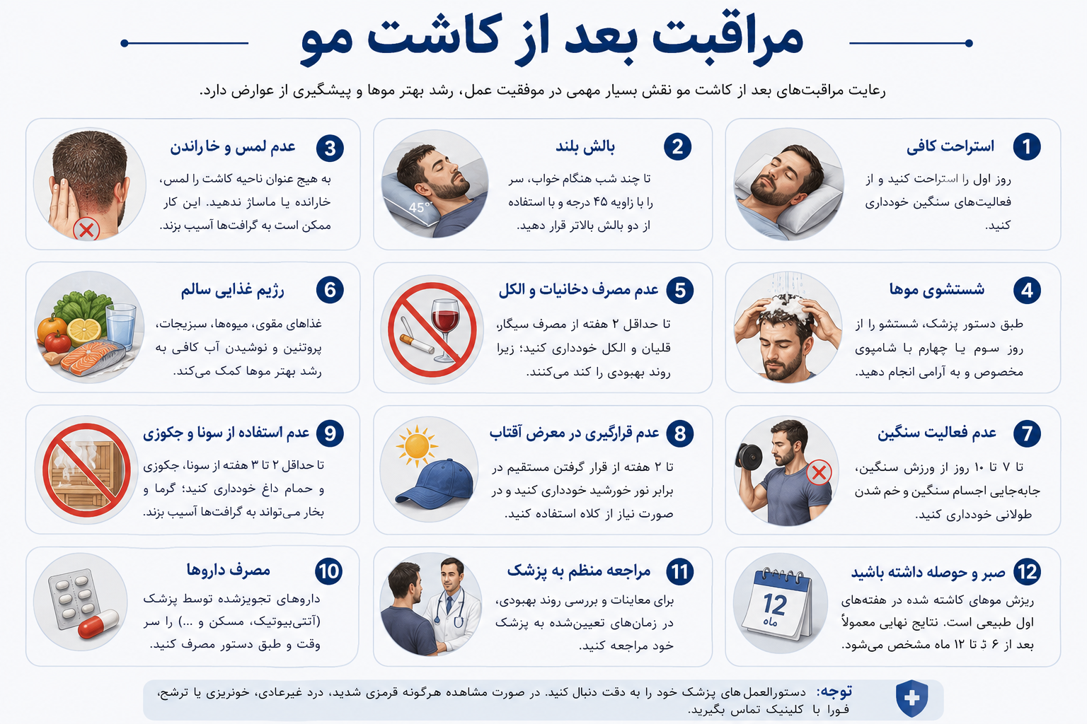 مراقبت بعد از کاشت مو؛ راهنمای کامل مراقبت های ضروری برای بهترین نتیجه